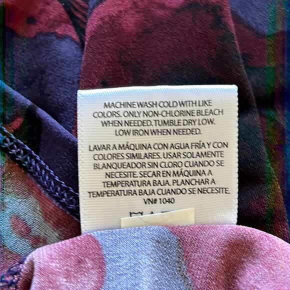 George Purple Floral Print Knit Dress Woman Size Large 12/14 Surplice Full Skirt - Picture 7 of 10